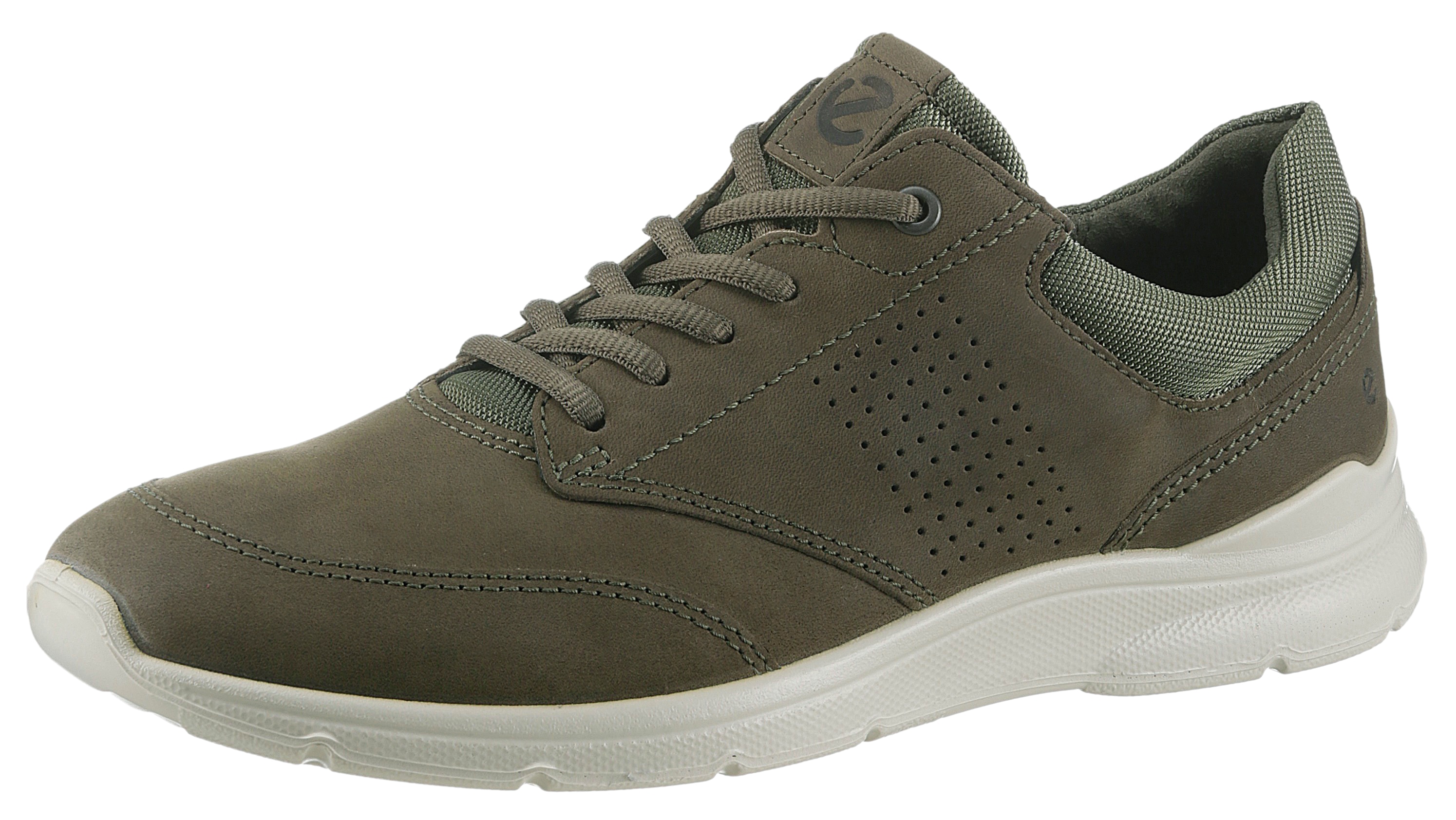 Sneaker ECCO "IRVING", Herren, Gr. 47, braun (braun 2), Nubukleder, Textil, Schuhe Sneaker, mit weißer Laufsohle, Freizeitschuh, Halbschuh, Schnürschuh