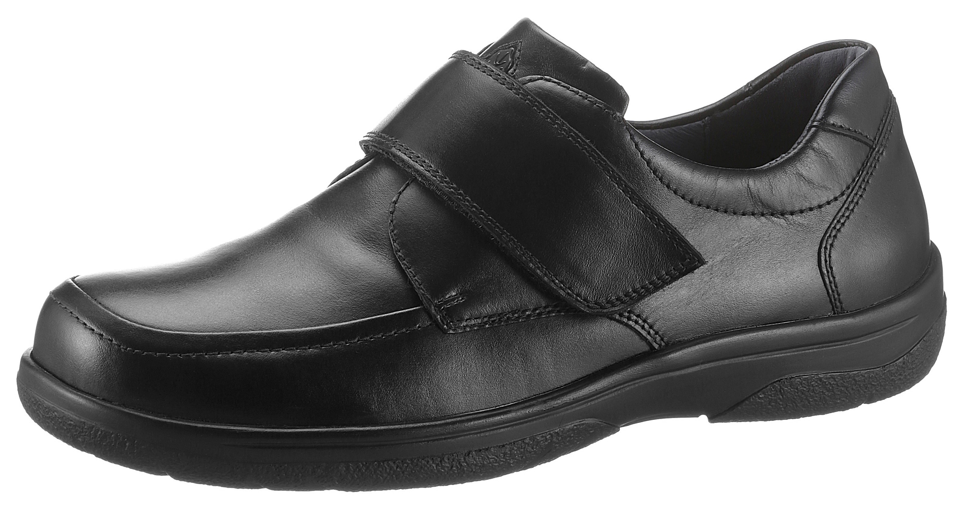Klettschuh WALDLÄUFER "Ken", Herren, Gr. 7,5 (41), schwarz, Nappaleder, Schuhe Klettschuh, Halbschuh, Freizeitschuh, Komfortschuh in klassischem Look