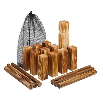 Relaxdays - Wikinger Spiel, Outdoor Wurfspiel, Kinder & Erwachsene, Holz, Schwedenschach, 21 Image