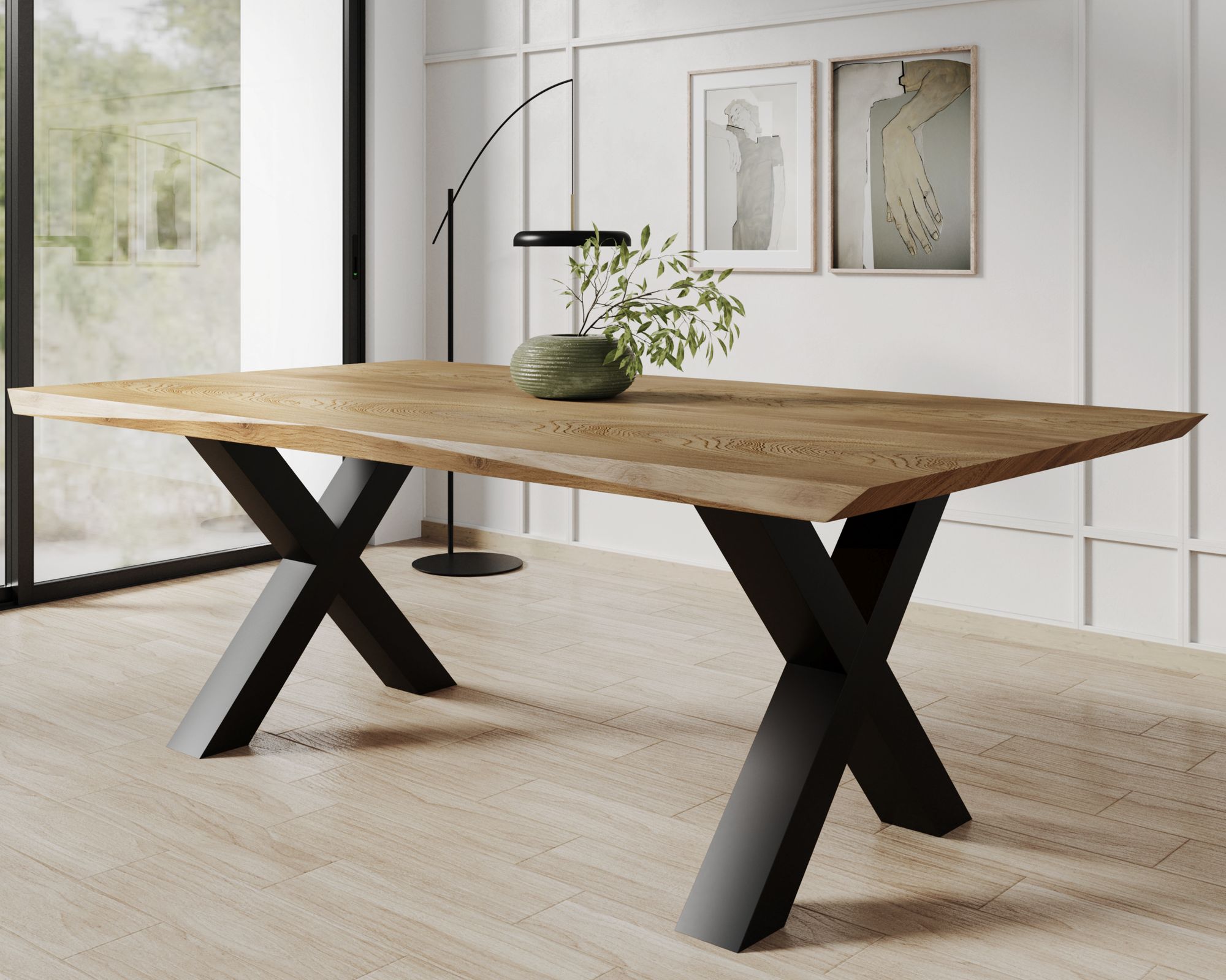 BlackWood »Table4YOU Phoenix« Wildeiche Massivholztisch gedrehte Kante / Wildeiche rustik / 4 cm / 180x100 cm