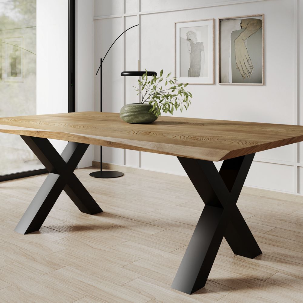 BlackWood »Table4YOU Phoenix« Wildeiche Massivholztisch Baumkante / Wildeiche natur / 6 cm / 180x100 cm