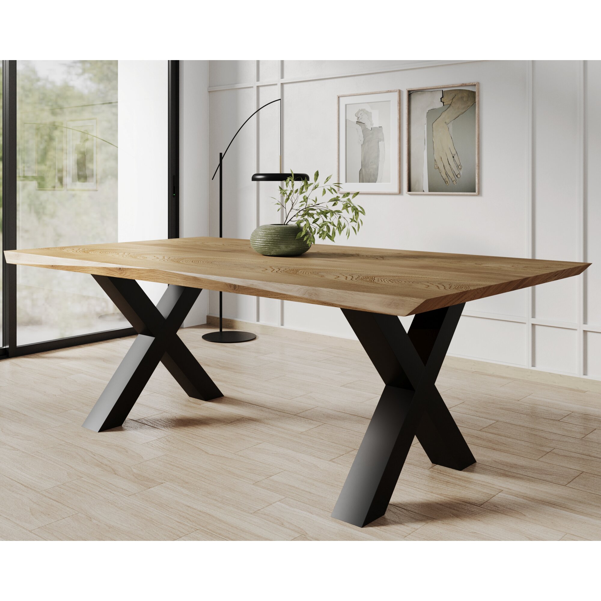 BlackWood »Table4YOU Phoenix« Wildeiche Massivholztisch gerade Kante / Wildeiche natur / 6 cm / 200x100 cm