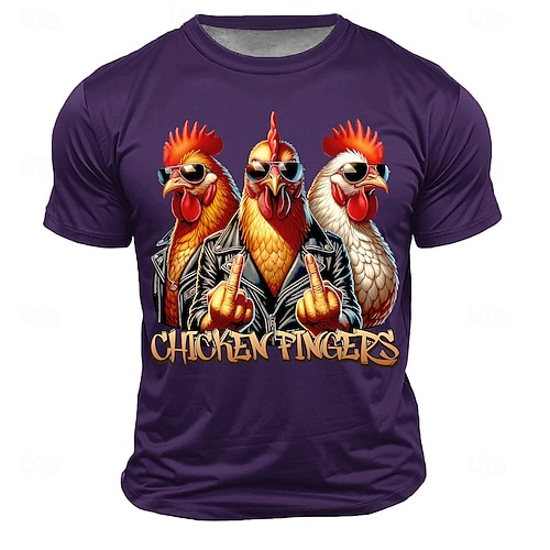 Herren Hahn T Shirt Kurzarm T-Shirt 3D-Druck Rundhalsausschnitt Hemd Mode Athleisure Straße Sport im Freien Täglich Schwarz Weiß Rote Sommer Frühling Bekleidung S M L XL XXL XXXL Image