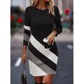 Damen Minikleid Sweatshirt-Kleid Casual kleid Winter Kleid Corsagenkleider Brautkleider schlicht Party Strasse Casual Regular Fit Farbblock Langarm Rundhalsausschnitt Weiß Blau Purpur Frühling Herbst