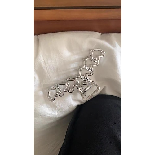 1 Stück Y2K-Haarklammern aus Metall mit Stern-Herz-Haarspangen für Frauen, großes, rutschfestes Design, Krallenhaarklammern für dickes und dünnes Haar, silberne Nähte, große Haaraccessoires für Frauen Image