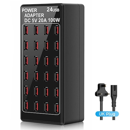 Neuer Artikel 5 V 20 A 100 W 24-Port-USB-SchnellladestationReise-Desktop-USB-SchnellladegerätLadestation mit mehreren Anschlüssen Image