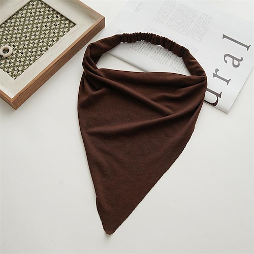 1 Stück Schal-Stirnband für Damen – elastisches großes Boho-Dreieck-Bandana-Kopftuch mit Clips, rutschfestes einfarbiges Haartuch für Teenager-Mädchen Image