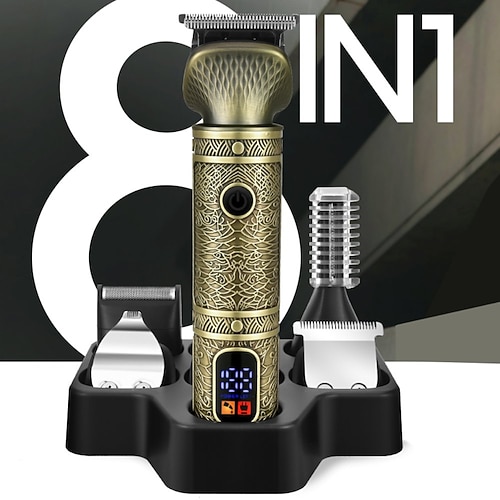 8 in 1 Barttrimmer für Männer Null Abstand Trimmer Pflegekit Männer Rasierer zum Rasieren von Gesicht Schnurrbart Körper Nase Haarschneider kabellos mit Ständer Valentinstagsgeschenk Image