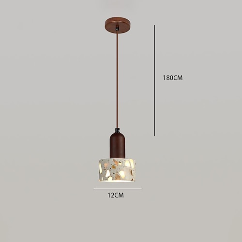 Wabi-Sabi Terrazzo Pendelleuchte rund Halbkugel Zement Massivholz 1-flammige Pendelleuchte 85-265V Image