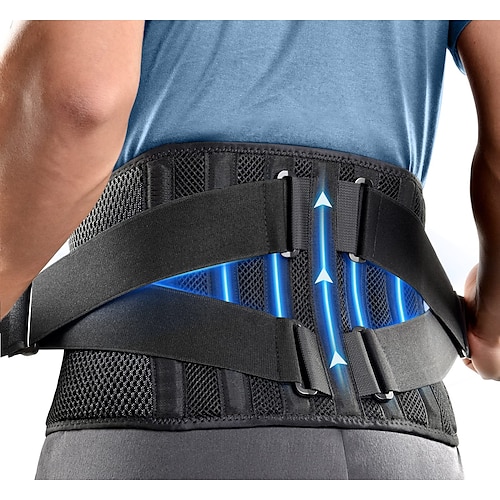 Rückenstütze aus Air Mesh für Männer und Frauen zur Schmerzlinderung im unteren Rückenbereich mit 7 Streben, rutschfestem, verstellbarem Lordosenstützgurt für die Arbeit bei Ischias und Skoliose Image
