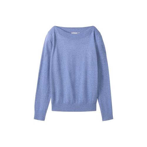 TOM TAILOR Damen Basic Strickpullover, blau, Uni, Gr. L