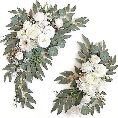 2 Packs Artificial Flowers Decorations, Spring Wedding Flowers,Floral Swag Wedding, Banquet, Party, Reception Entrance Welcome Sign and Background Decoration