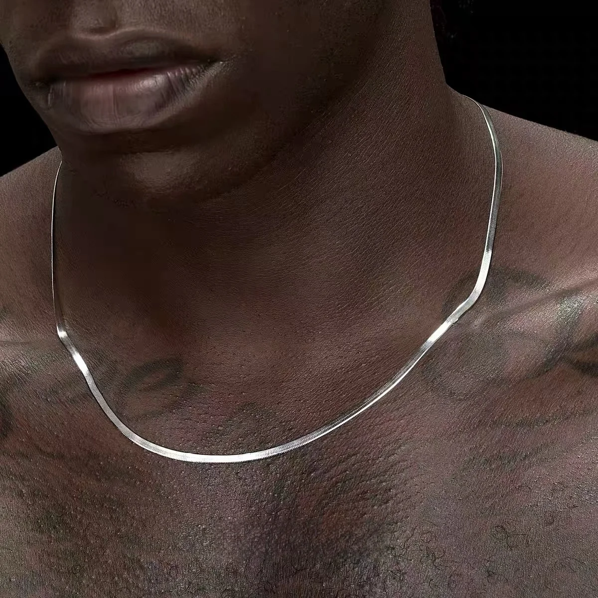 3MM Stainless Steel Flat Snake Chain Necklace Hip Hop Simple Titanium Steel Men Necklace Fashion Jewelry Necklace For Women