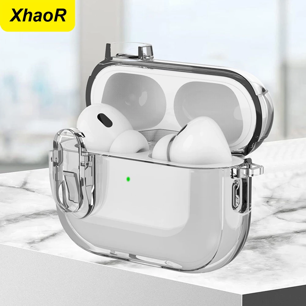 Transparente Kristall Drahtlose Bluetooth Kopfhörer Fall Für Airpods Pro 2 2nd TPU Klar Schalter Schloss Abdeckung Für Funda Airpods 4 2024 Image