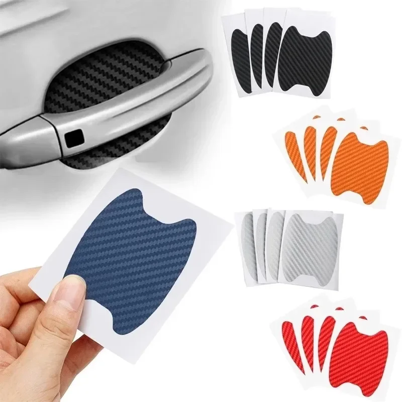 4 teile/satz Auto Styling Formteile Aufkleber Autotür Aufkleber Kohle faser Kratzer beständige Abdeckung Auto Griff Schutz folie Teile Image