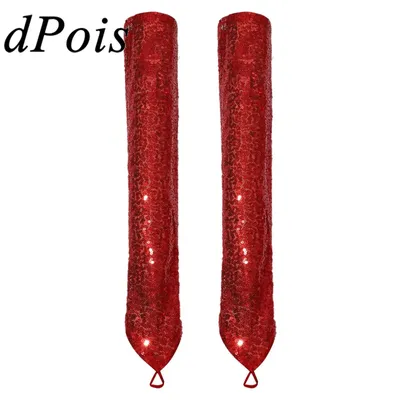 1 Paar lange Handschuhe mit Glitzer-Pailletten für Damen und Mädchen, ellenbogenlange fingerlose Fäustlinge, Handschuhe für Karneval, Party, Performance, Oper Image