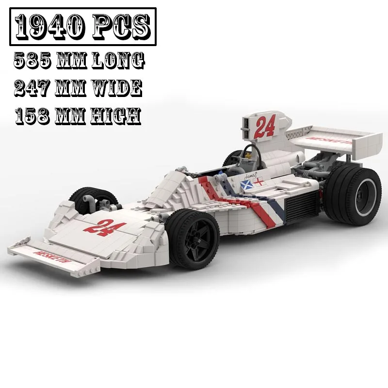 Klassisches Modell MOC-130285 Hesketh 308b Maßstab antike Formel 1 Rennwagen Modell Gebäude Schöpfer Block Ziegel Spielzeug Kinder Geburtstags geschenke Image
