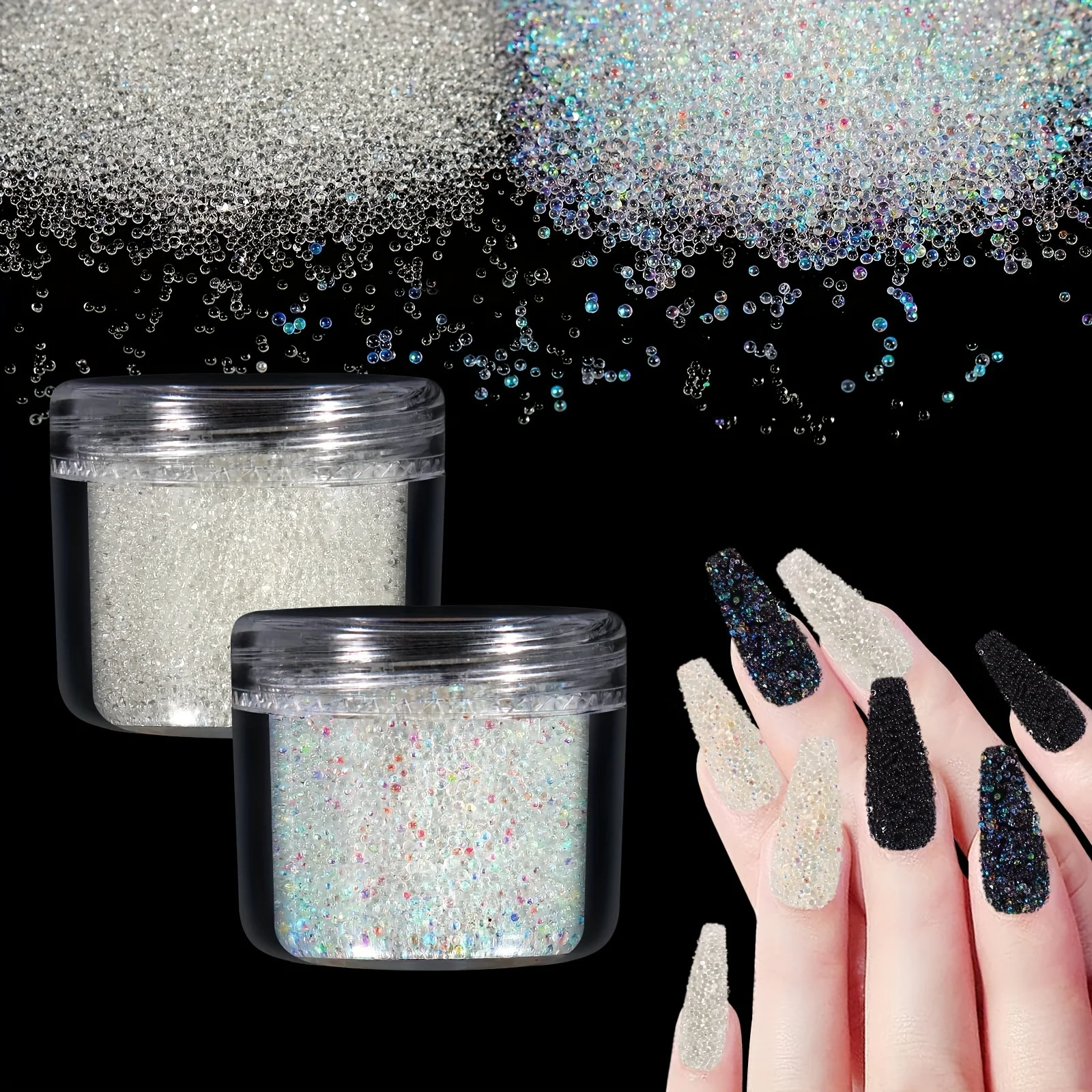 10000 Stück Kaviarperlen für Nageldekoration, Mikro-Pixie-Perlen, 20 g/0,71 Unzen Glasblasenperlen, schillernde Wassertropfen-Blasenperlen Image