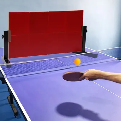 Tischtennis-Rebound-Board-Rebounder mit 8 roten Gummis, Pingpong-Rücklaufbrett, Selbsttrainingsgerät 360 ° Winkeleinstellung Image