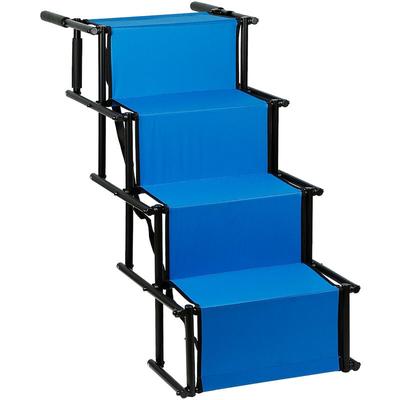 Zusammenklappbare Hundetreppe 101×76×47cm Edelstahl + Oxford Tuch Blau