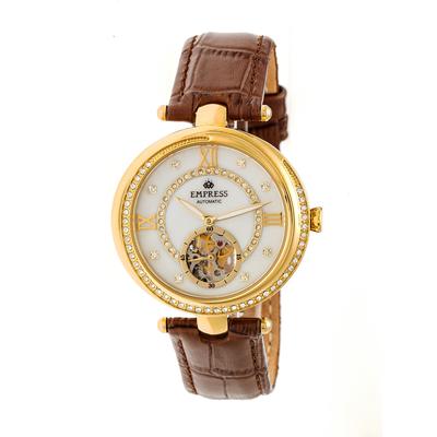 Montre semi-squelette automatique Empress Stella avec bracelet en cuir MOP Image