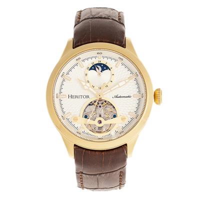 Montre automatique Heritor Gregory semi-squelette à bracelet en cuir