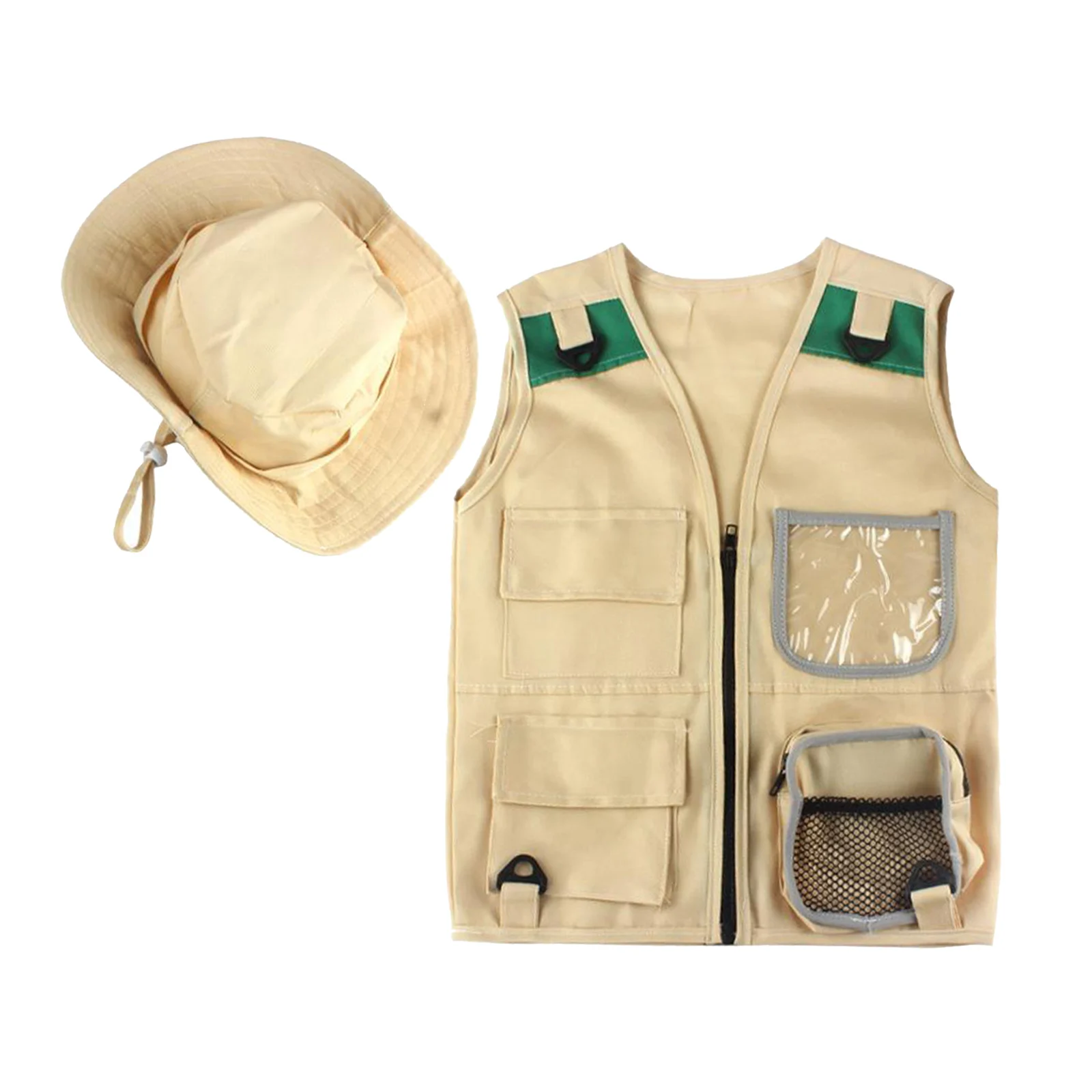 Kinder Khaki Cargo Weste und Hut Hinterhof Safari Kostüm für 3-7 Jahr Olds Image
