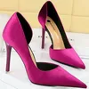 Große Größe 43 Damen 10,5 cm High Heels Samt Pumps Dame Flache Spitzschuh Elegante Dünne Absätze Seite Hohl Grün Lila Schuhe