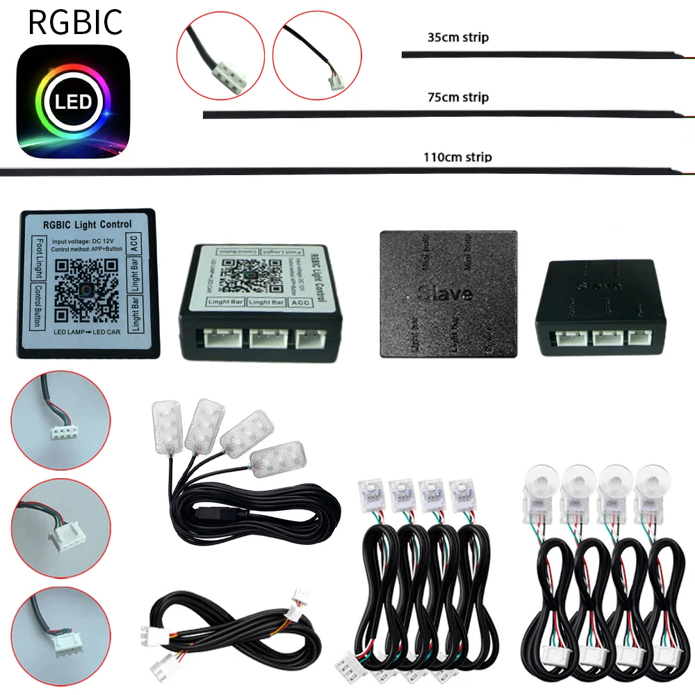 RGBIC „LED-Lampe“ App Symphony Full Colors Streamer LED-Umgebungslicht-Zubehör 3-Draht-Streifen (4-Draht-RGB-Tür/Aufbewahrung/Fußlicht) Image
