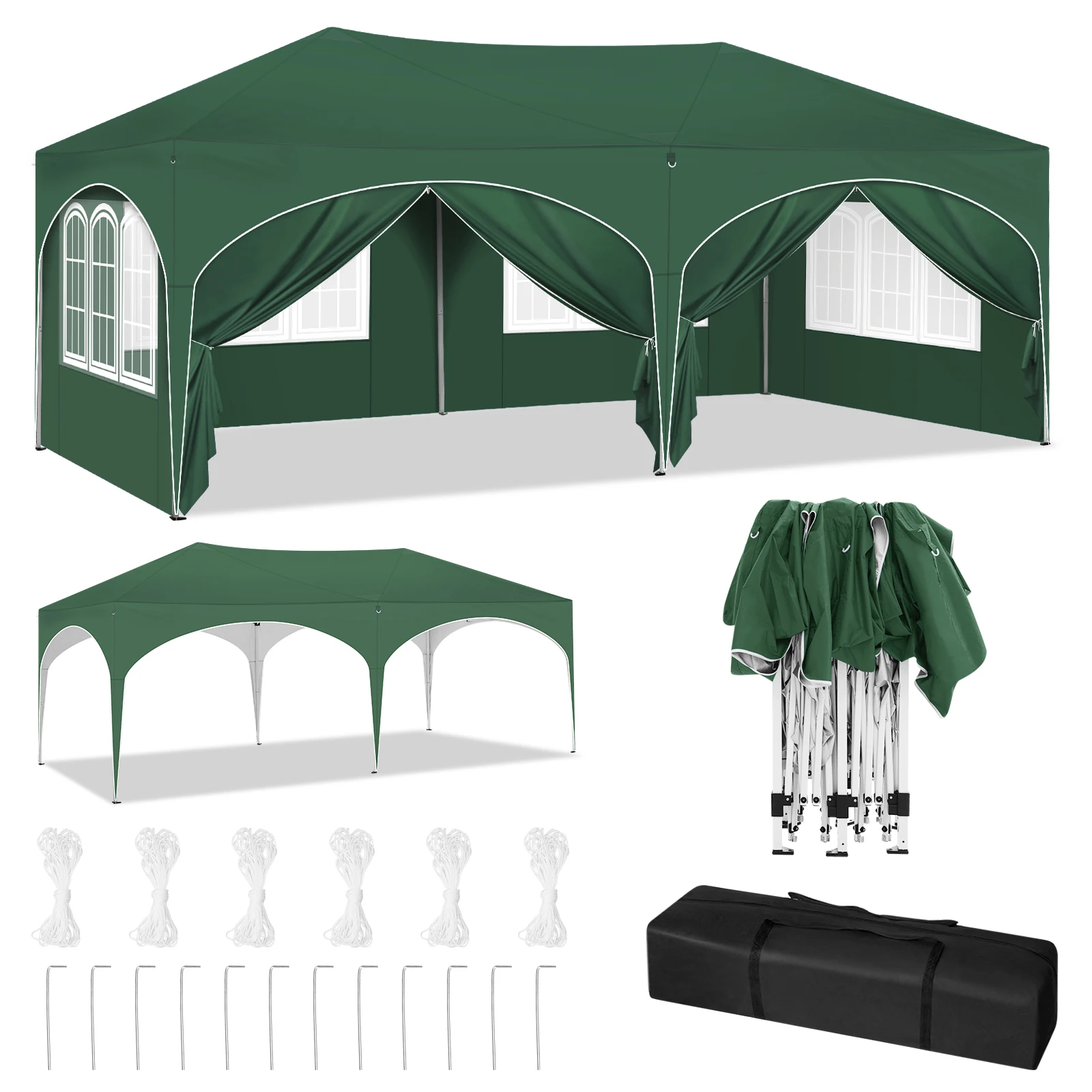 WOLTU Verstellbarer 3 x 6 m großer faltbarer Pavillon-Pavillon mit 6 Seitenwänden, wasserdichtes UV-Schutz-Partyzelt mit Tragetasche für Picknick Image