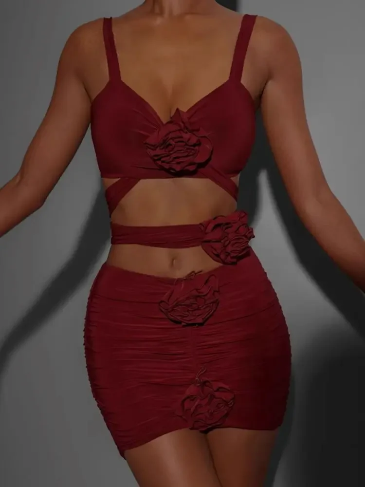 Schwarz rot Farbe Ballsaal Latin Dance Praxis Performance Bühne tragen Mini Top BH Zym sexy Latin Dance Top mit Blume