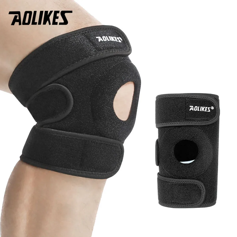 AOLIKES 1 Stück Kniestütze für Männer und Frauen, verstellbare Kompressionshülse, Wickel-Patellar-Pad, Sehne – Erholung von Verletzungen, Laufen Image