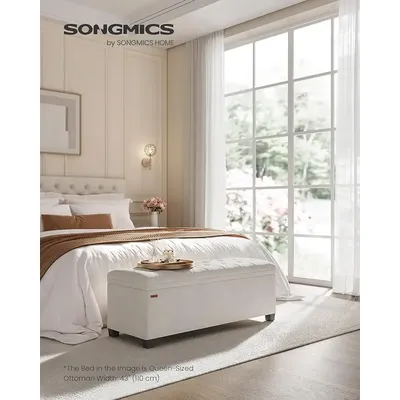 SONGMICS Storage Ottoman Bench, Ottoman Foot Rest with Legs, 40 x 110 x 40 cm, End of Bed Bench, Storage Chest, for Living Room