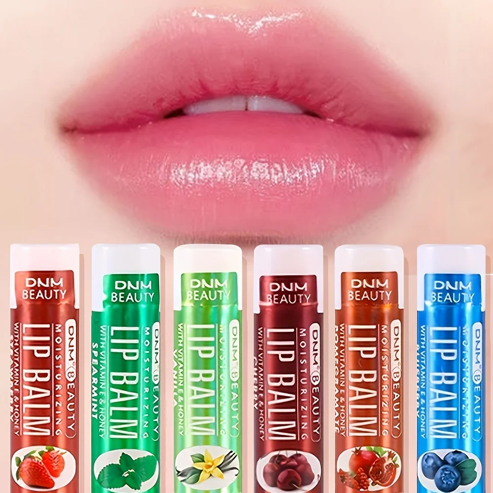 6-teiliges Fruchtlippenstift-Set, feuchtigkeitsspendender und trocknender Lippenstift mit verschiedenen Fruchtgeschmacksrichtungen Image