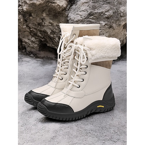Damen-Winterstiefel mit Schnürung – wasserdichte, isolierte Stiefel mit Kunstfellfutter für Abenteuer im Freien Image