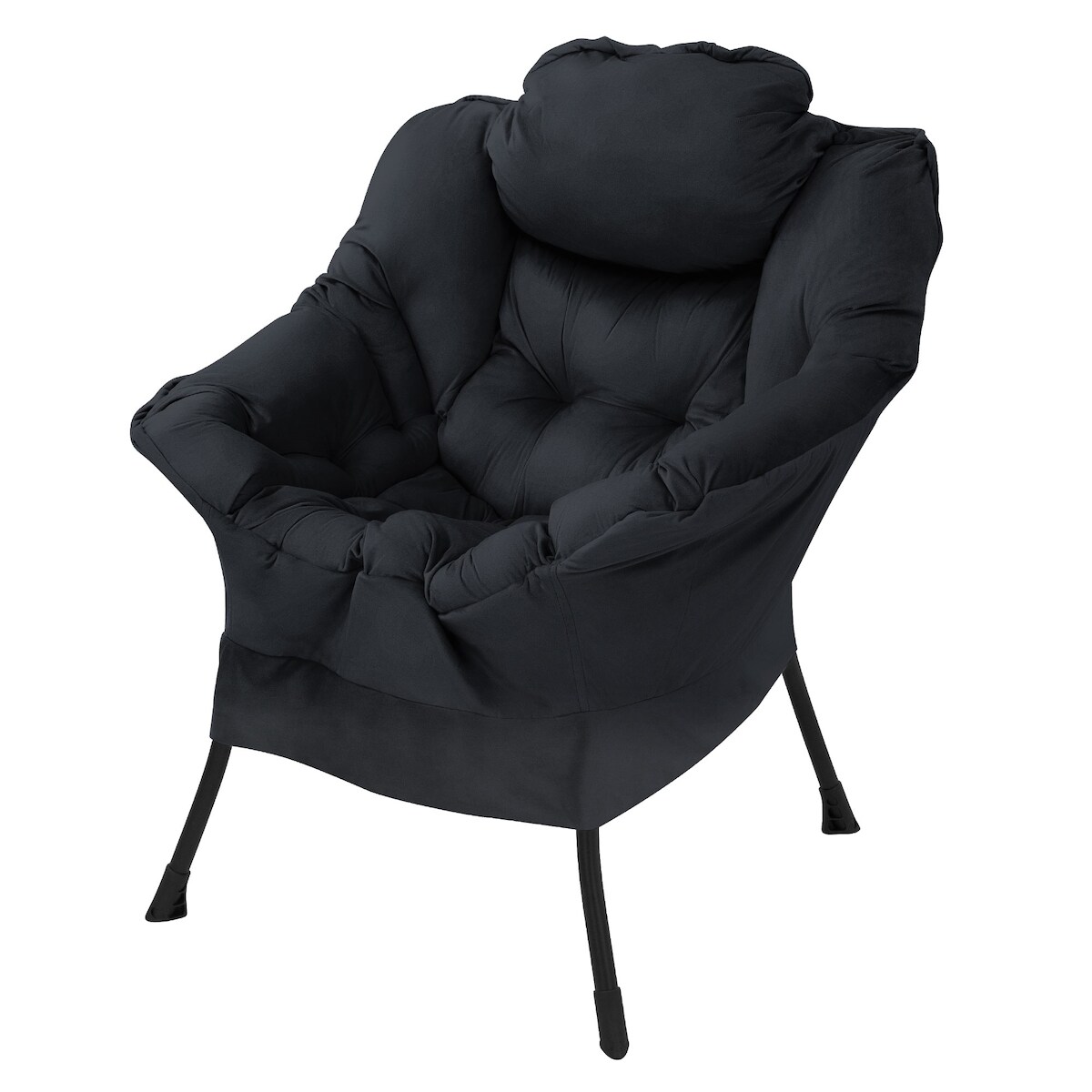 ML-Design Relaxsessel Schwarz – Loungesessel mit Armlehnen, Kopfkissen & Seitentasche, Stahlrahmen, ergonomisch, gepolsterter Fernsehsessel Image