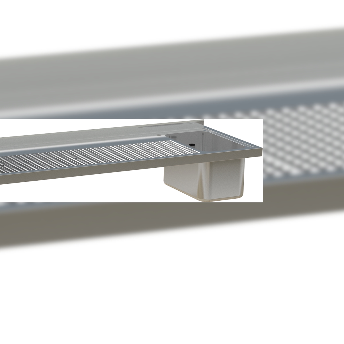 HAGOLA Schankdeck-Abdeckung, hinten Wandanschlag, 1800x50x660mm (BxHxT), 1 Becken 500x300mm Image