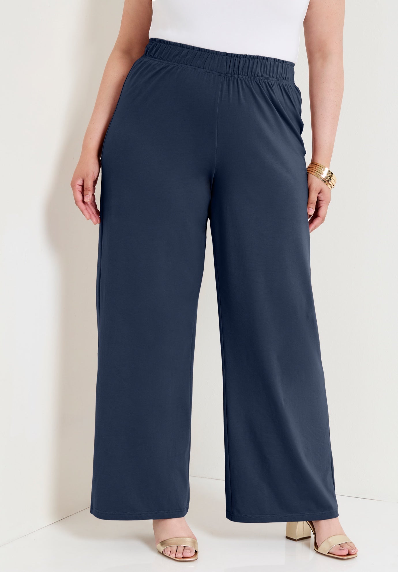 Plus Size Women's Wide-Leg Pant by June & Vie in Navy (Size 14/16)