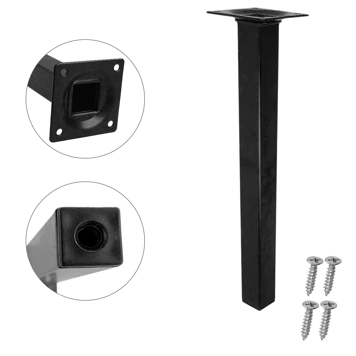 MS Beschläge Metall-Möbelbein 300mm Couchfuss Schwarz Eckig Möbelfuss Tischstütze 25 x 25mm Image