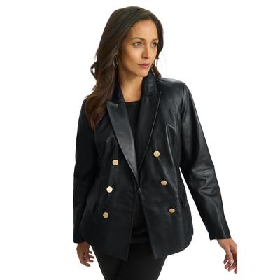 Plus Size Women's Double-Breasted Blazer by Jessica London in Black (Size 22 W)