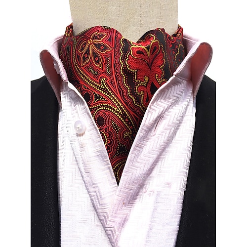 cravatta ascot paisley da uomo - elegante cravatta in finta seta per occasioni formali, matrimoni e feste - cravatta con motivo floreale vintage
