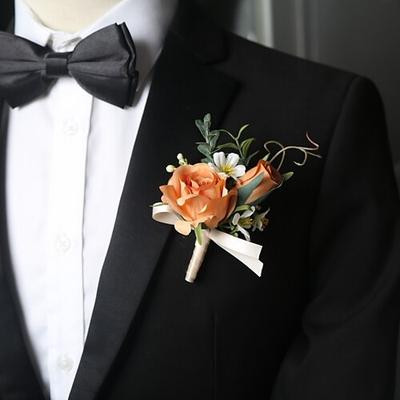 boutonniere da sposa maschile boutonniere rosa e rosso per sposo e testimoni accessori floreali decorazioni per abiti da ballo