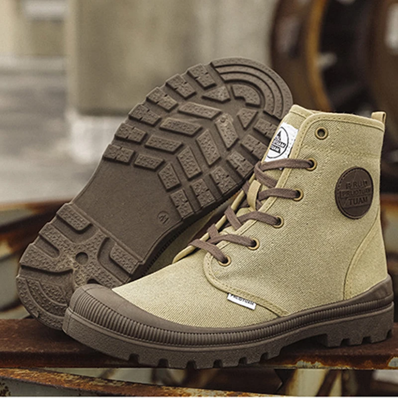 Scarpe di tela stivali da uomo per il tempo libero stivaletti alti calzature basse maschili stivali militari scarpe da coppia stivali Casual primaverili autunnali
