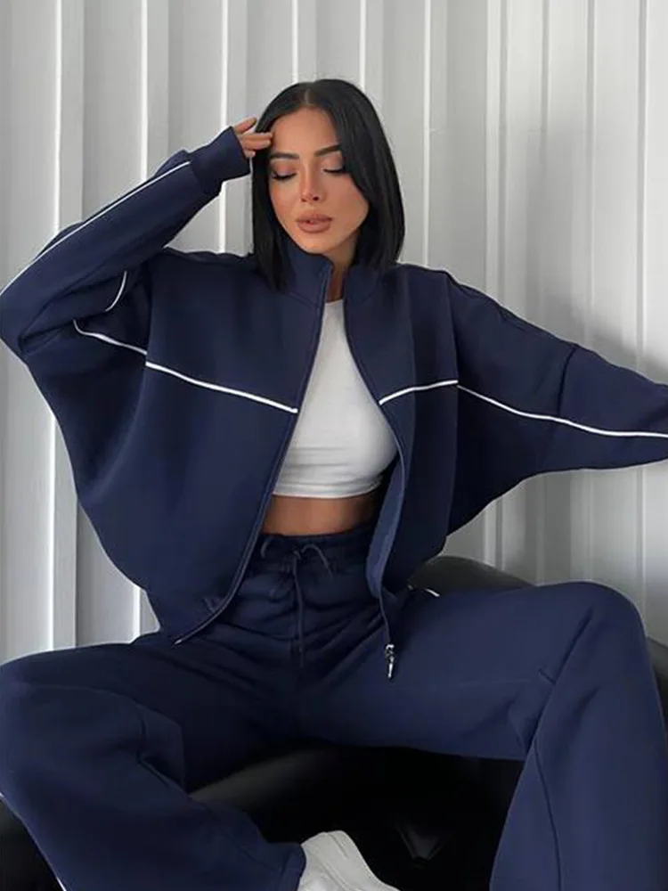 abbigliamento da donna set da 2 pezzi tute sportive casual maniche lunghe collo mezzo alto cardigan maglione pantaloni tuta abbigliamento donna