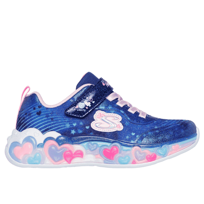 Skechers Girl's S-Lights: Eternal Heart Lights Sneaker | Size 12.0 | Navy Blue | Textile/Synthetic
