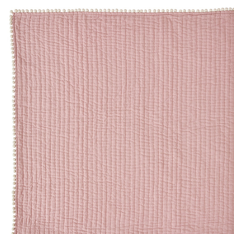 Audree Pom Pom Quilt - Woodrose, Queen - Ballard Designs