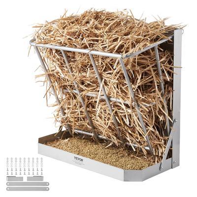 Goat Hay Feeder, 39.5 Gallons Large Capacity, Wall Mounted Livestock Feeder with Feed Tray, for Sheep Horses - 39.5 Gallons