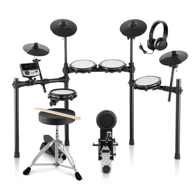 Electric Drum Set, USB MIDI Supported Quiet Mesh Snare Electric Drum Set with Cymbals Drum Sticks & Headphone