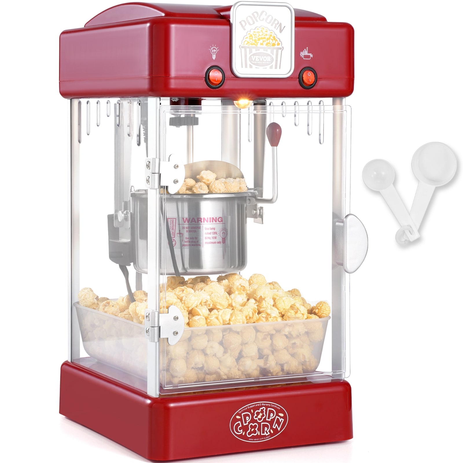 Popcorn Maker, Popcorn Popper Machine, Tabletop Popcorn Maker with PP Door,Movie Theater Style