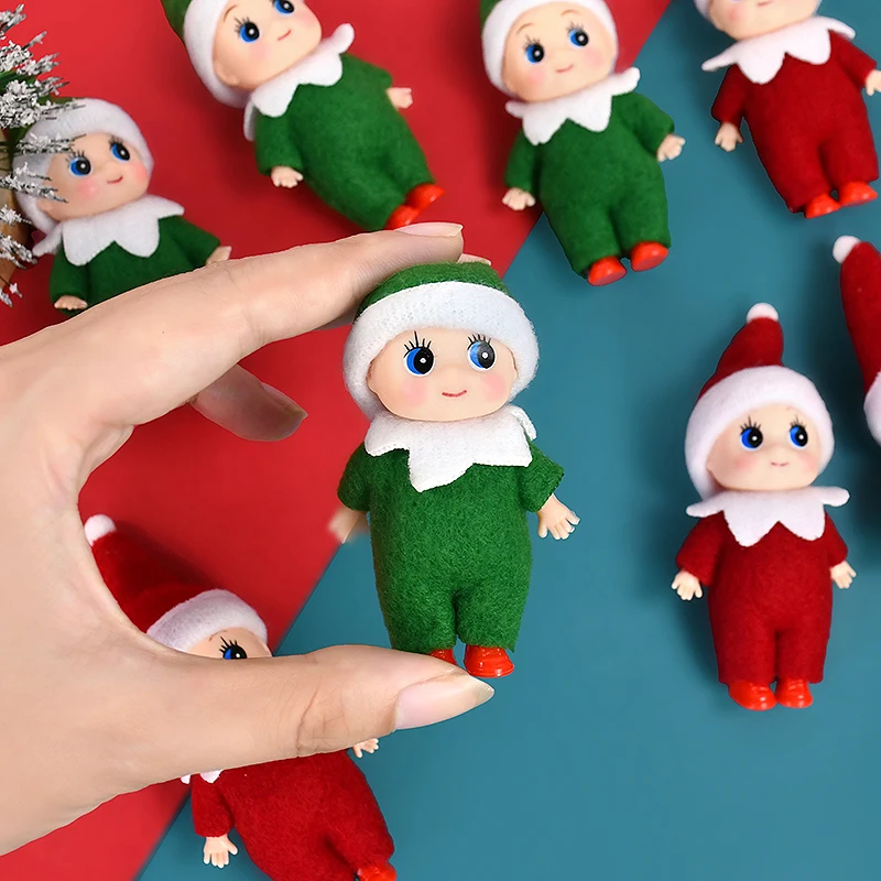 Weihnachten Mini Baby Elf Puppen Zwillinge 2-teiliges Set Overalls Freundlichkeit Handwerk Babys Puppe Spielzeug Weihnachtsgeschenk für Mädchen Junge Kind Neujahr Party Image